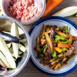 Crispy Fried Eggplant with Sautéed Green Peppers